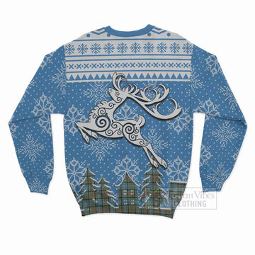 Walkinshaw Clan Christmas Sweatshirt Celtic Reindeer Style - Tartan Vibes Clothing