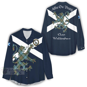 Walkinshaw Tartan Lion Rampant Women's Casual Shirt Proudly Display Your Heritage with Alba Gu Brath and Clan Name - Tartan Vibes Clothing