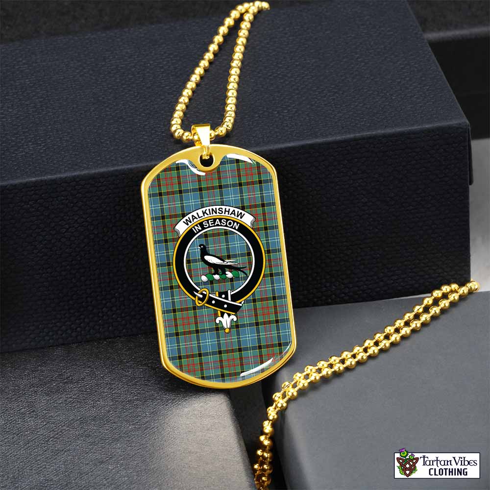 Walkinshaw Tartan Dog Tag Necklace with Family Crest Gold No - Tartan Vibes Clothing