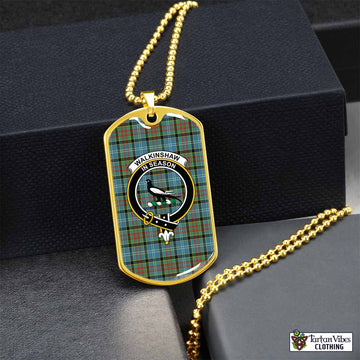 Walkinshaw Tartan Dog Tag Necklace with Family Crest Gold No - Tartan Vibes Clothing