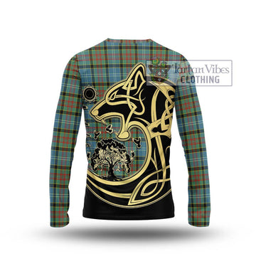 Walkinshaw Tartan Long Sleeve T-Shirt with Family Crest Celtic Wolf Style - Tartan Vibes Clothing