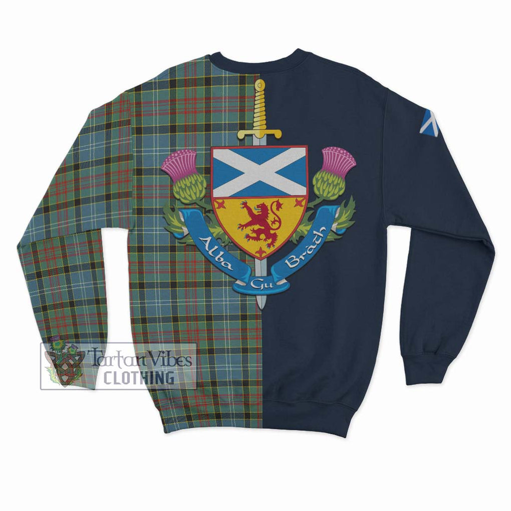 Walkinshaw Tartan Sweatshirt Alba with Scottish Lion Royal Arm Half Style - Tartan Vibes Clothing
