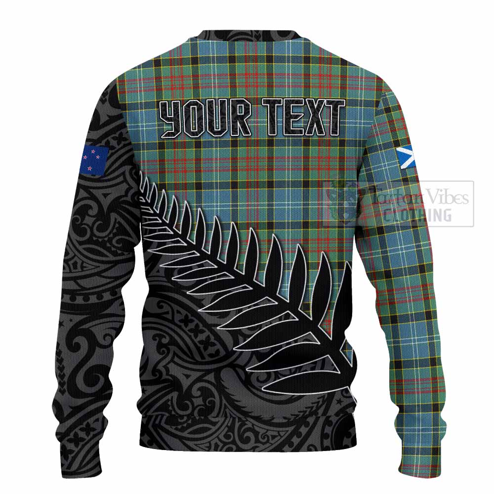 Tartan Vibes Clothing Walkinshaw Crest Tartan Knitted Sweater with New Zealand Silver Fern Half Style