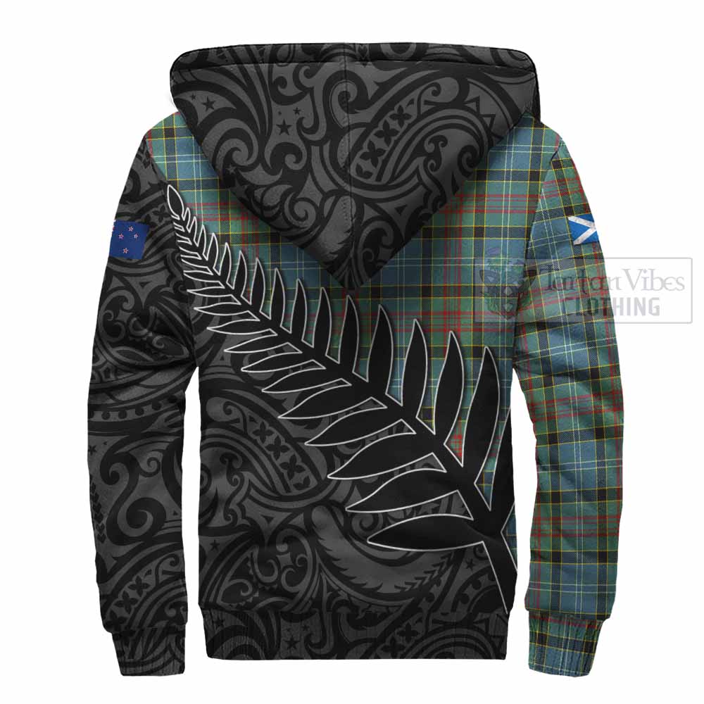 Tartan Vibes Clothing Walkinshaw Crest Tartan Sherpa Hoodie with New Zealand Silver Fern Half Style