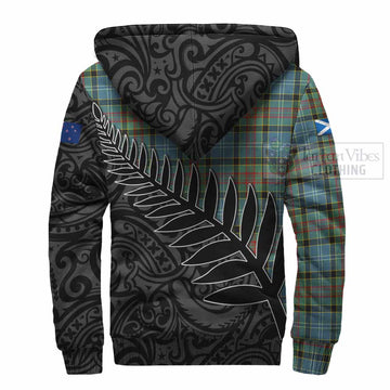 Tartan Vibes Clothing Walkinshaw Crest Tartan Sherpa Hoodie with New Zealand Silver Fern Half Style
