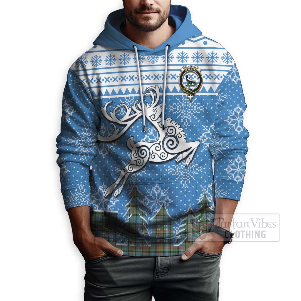 Walkinshaw Clan Christmas Hoodie Celtic Reindeer Style - Tartan Vibes Clothing