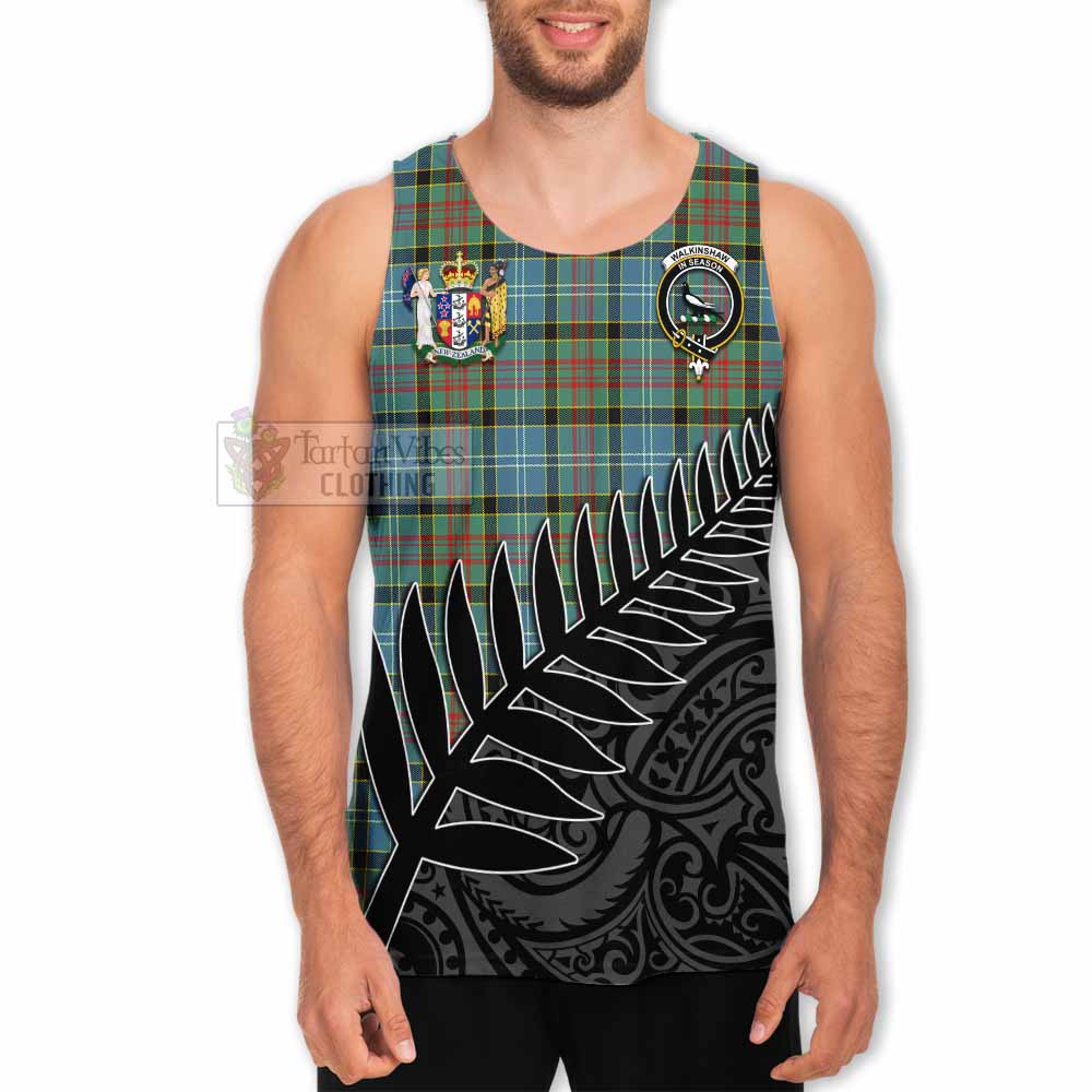 Tartan Vibes Clothing Walkinshaw Crest Tartan Men's Tank Top with New Zealand Silver Fern Half Style