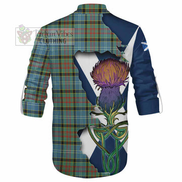 Tartan Vibes Clothing Walkinshaw Tartan Family Crest Ghillie Kilt Shirt Scottish Thistle Celtic Inspired