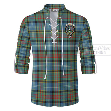 Walkinshaw Tartan Ghillie Kilt Shirt with Family Crest and Bearded Skull Holding Bottles of Whiskey - Tartan Vibes Clothing