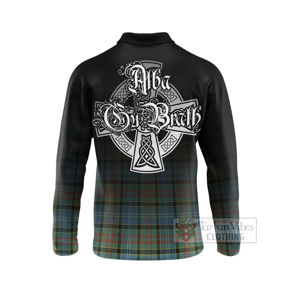 Walkinshaw Tartan Long Sleeve Polo Shirt Featuring Alba Gu Brath Family Crest Celtic Inspired - Tartan Vibes Clothing