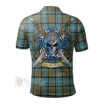 Walkinshaw Tartan Polo Shirt with Family Crest Celtic Skull Style - Tartan Vibes Clothing
