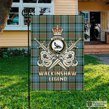 Walkinshaw Tartan Garden Flag with Clan Crest and the Golden Sword of Courageous Legacy