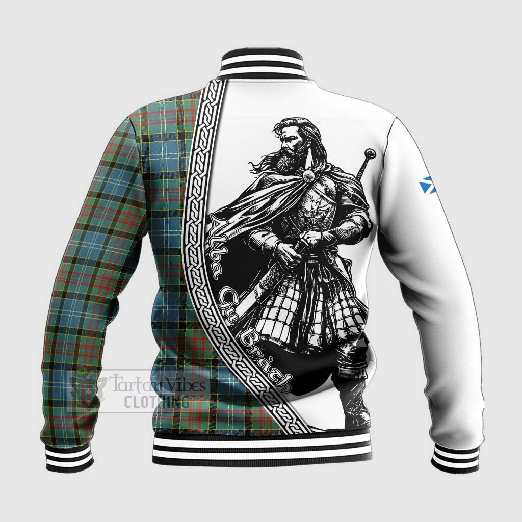 Walkinshaw Tartan Clan Crest Baseball Jacket with Highlander Warrior Celtic Style - Tartan Vibes Clothing