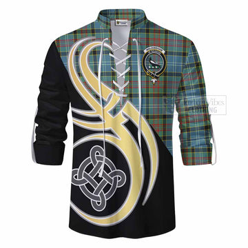 Walkinshaw Tartan Ghillie Kilt Shirt with Family Crest and Celtic Symbol Style - Tartan Vibes Clothing