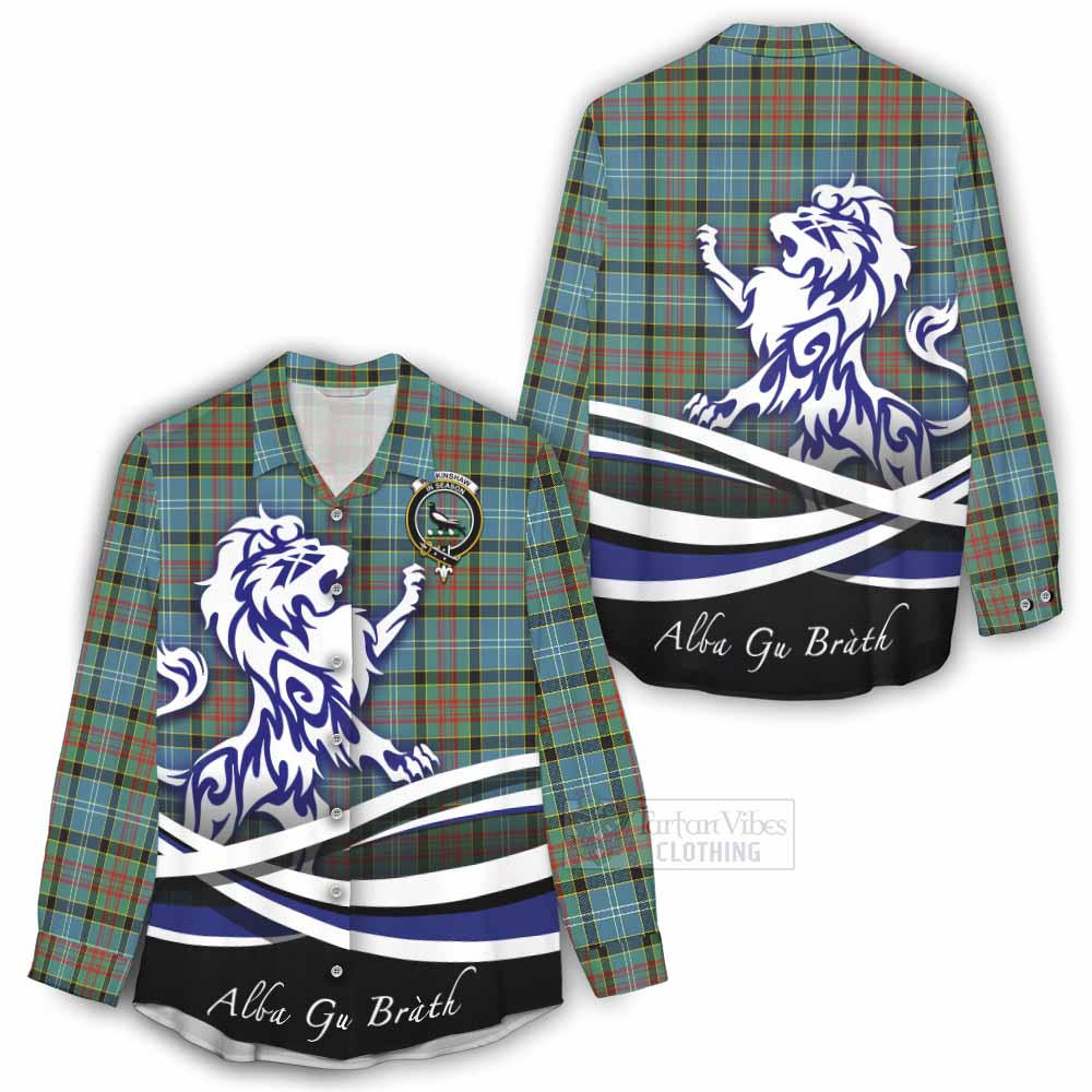 Walkinshaw Tartan Women's Casual Shirt with Alba Gu Brath Regal Lion Emblem - Tartan Vibes Clothing