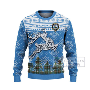 Walkinshaw Clan Christmas Ugly Sweater Celtic Reindeer Style - Tartan Vibes Clothing