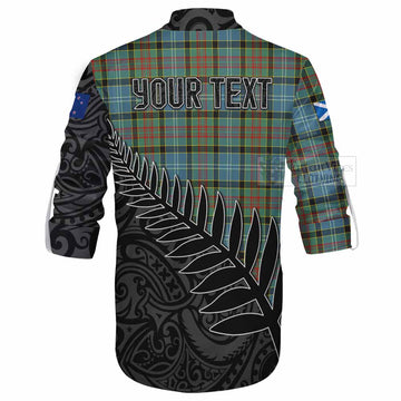 Tartan Vibes Clothing Walkinshaw Crest Tartan Ghillie Kilt Shirt with New Zealand Silver Fern Half Style