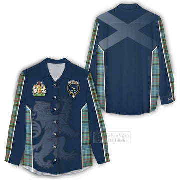 Walkinshaw Tartan Women's Casual Shirt with Family Crest and Lion Rampant Vibes Sport Style - Tartan Vibes Clothing