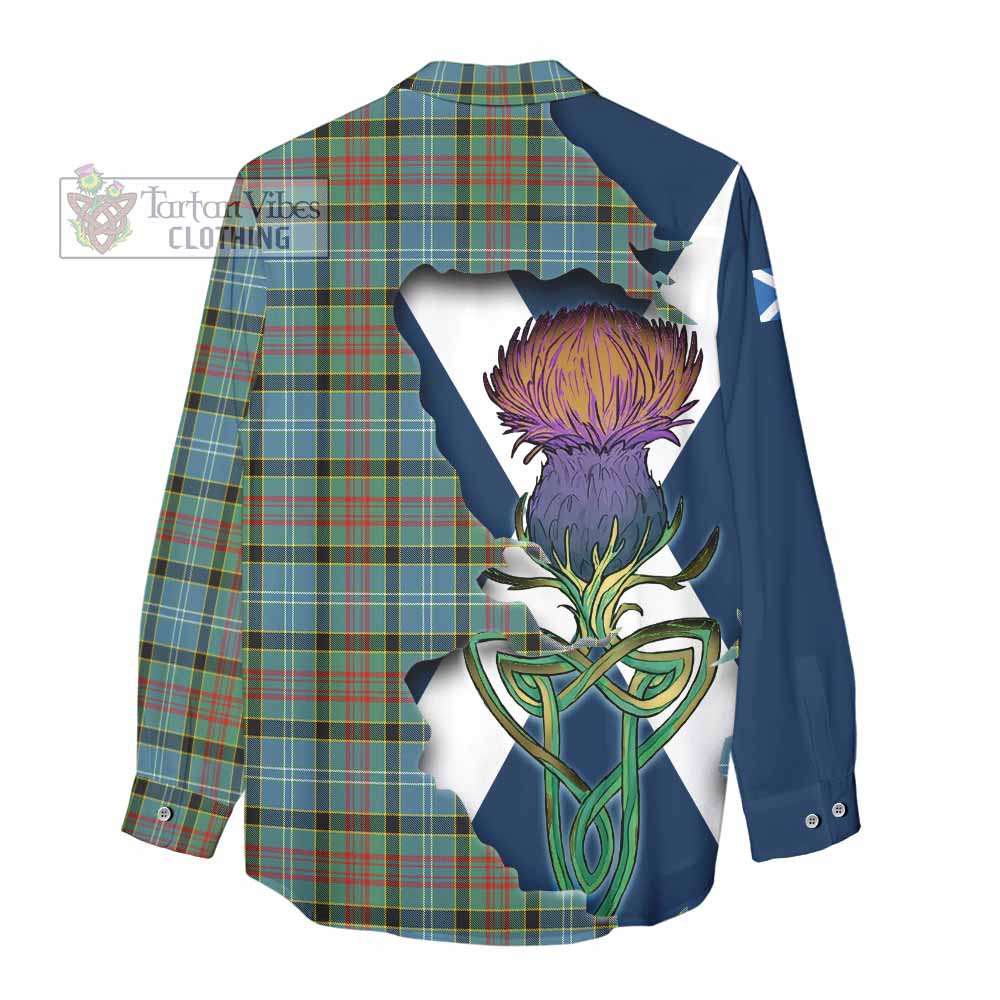 Tartan Vibes Clothing Walkinshaw Tartan Family Crest Women's Casual Shirt Scottish Thistle Celtic Inspired