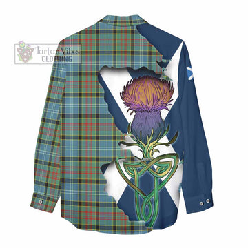 Tartan Vibes Clothing Walkinshaw Tartan Family Crest Women's Casual Shirt Scottish Thistle Celtic Inspired