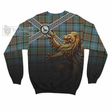 Walkinshaw Crest Tartan Sweatshirt with Golden Lion Emblem Celtic Style - Tartan Vibes Clothing