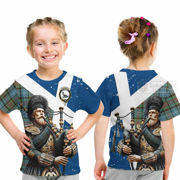 Walkinshaw Tartan Kid T-Shirt with Family Crest Scottish Bagpiper Vibes - Tartan Vibes Clothing