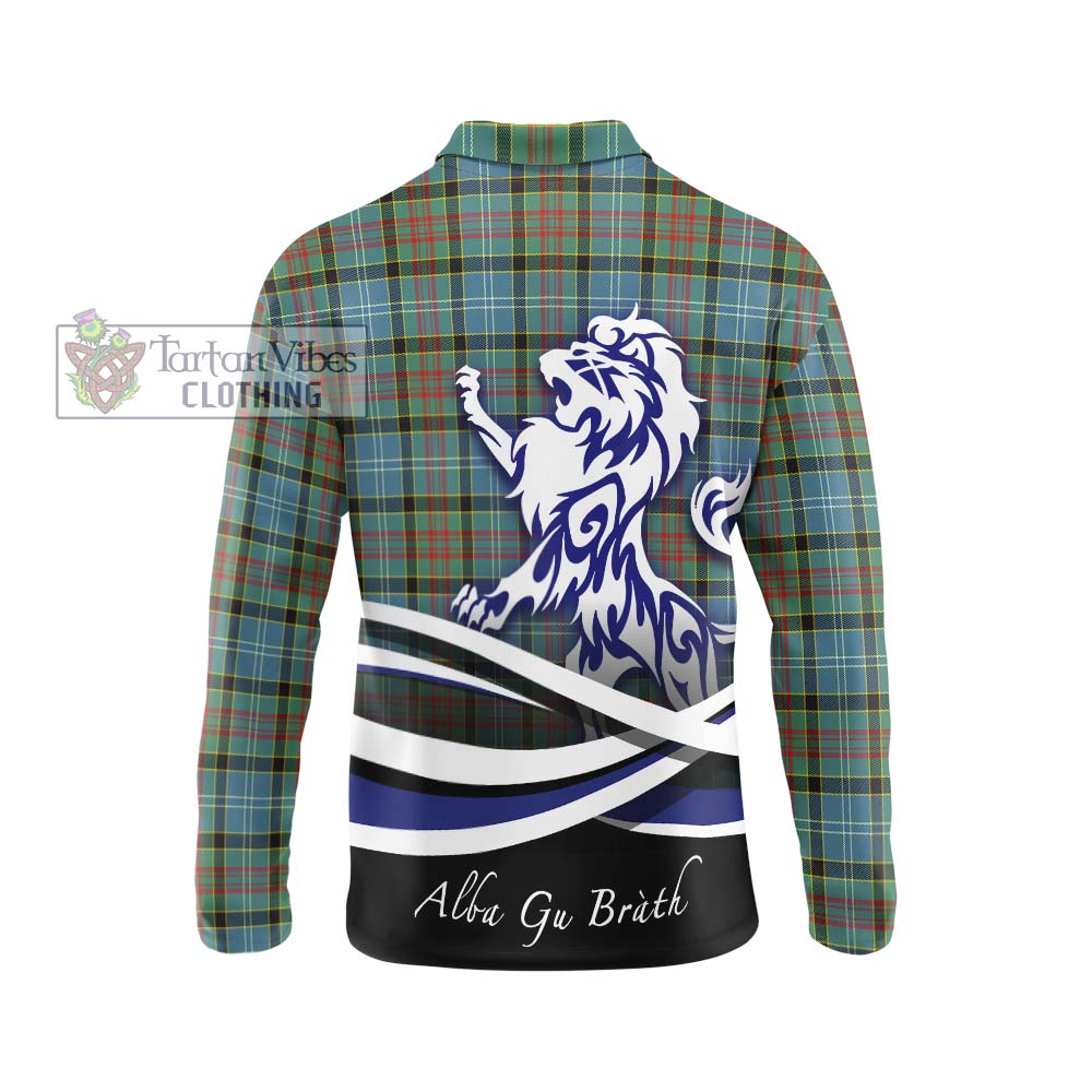 Walkinshaw Tartan Long Sleeve Polo Shirt with Alba Gu Brath Regal Lion Emblem - Tartan Vibes Clothing