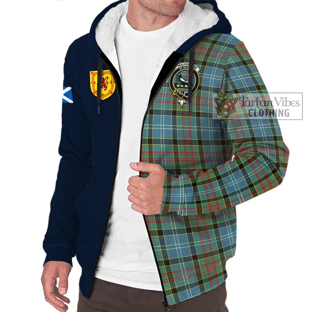 Walkinshaw Tartan Sherpa Hoodie Alba with Scottish Lion Royal Arm Half Style - Tartan Vibes Clothing