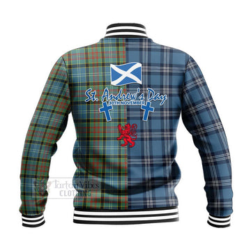 Walkinshaw Tartan Baseball Jacket Happy St. Andrew's Day Half Tartan Style - Tartan Vibes Clothing