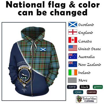 Walkinshaw Tartan Hoodie with Personalised National Flag and Family Crest Half Style - Tartan Vibes Clothing