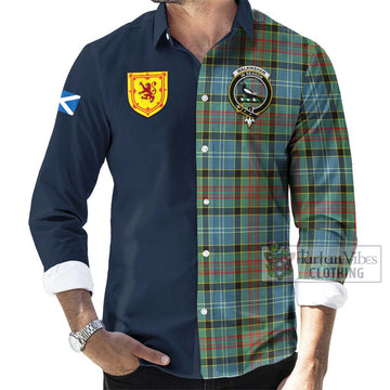 Walkinshaw Tartan Long Sleeve Button Shirt Alba with Scottish Lion Royal Arm Half Style Men's Shirt - Tartan Vibes Clothing