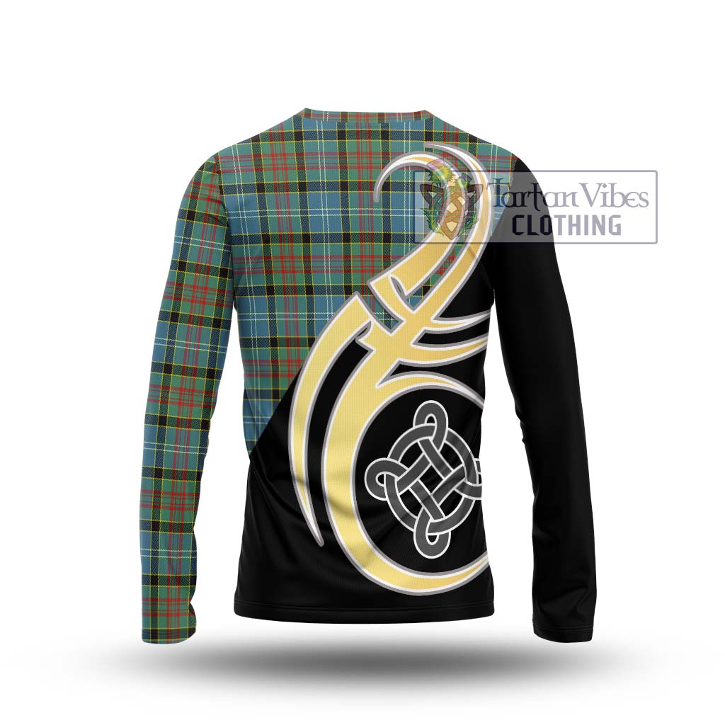 Walkinshaw Tartan Long Sleeve T-Shirt with Family Crest and Celtic Symbol Style - Tartan Vibes Clothing