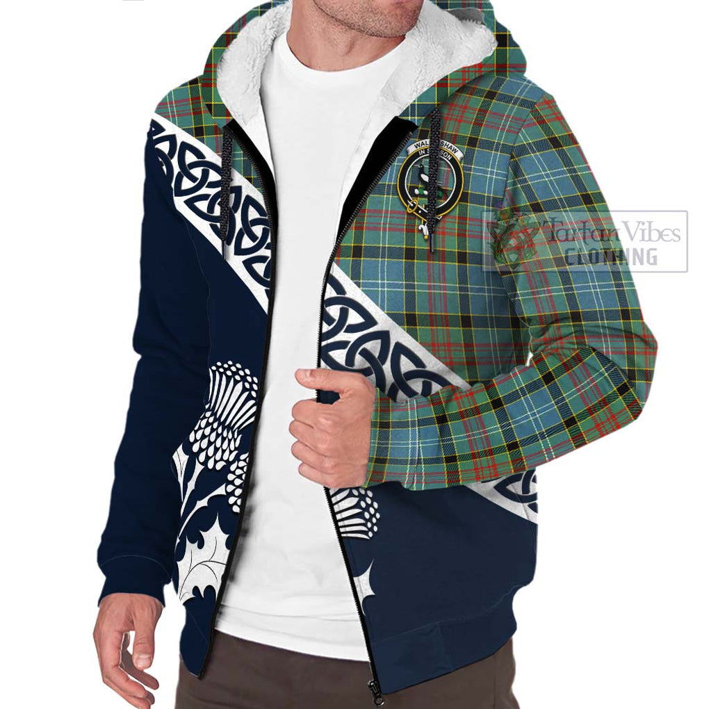 Walkinshaw Tartan Sherpa Hoodie Featuring Thistle and Scotland Map - Tartan Vibes Clothing