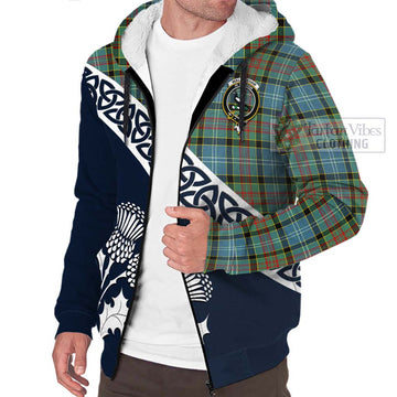 Walkinshaw Tartan Sherpa Hoodie Featuring Thistle and Scotland Map - Tartan Vibes Clothing