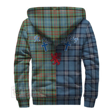 Walkinshaw Tartan Sherpa Hoodie Happy St. Andrew's Day Half Tartan Style - Tartan Vibes Clothing