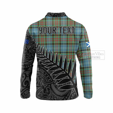 Tartan Vibes Clothing Walkinshaw Crest Tartan Long Sleeve Polo Shirt with New Zealand Silver Fern Half Style