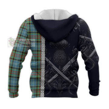 Walkinshaw Tartan Knitted Hoodie with Family Crest Cross Sword Thistle Celtic Vibes - Tartan Vibes Clothing