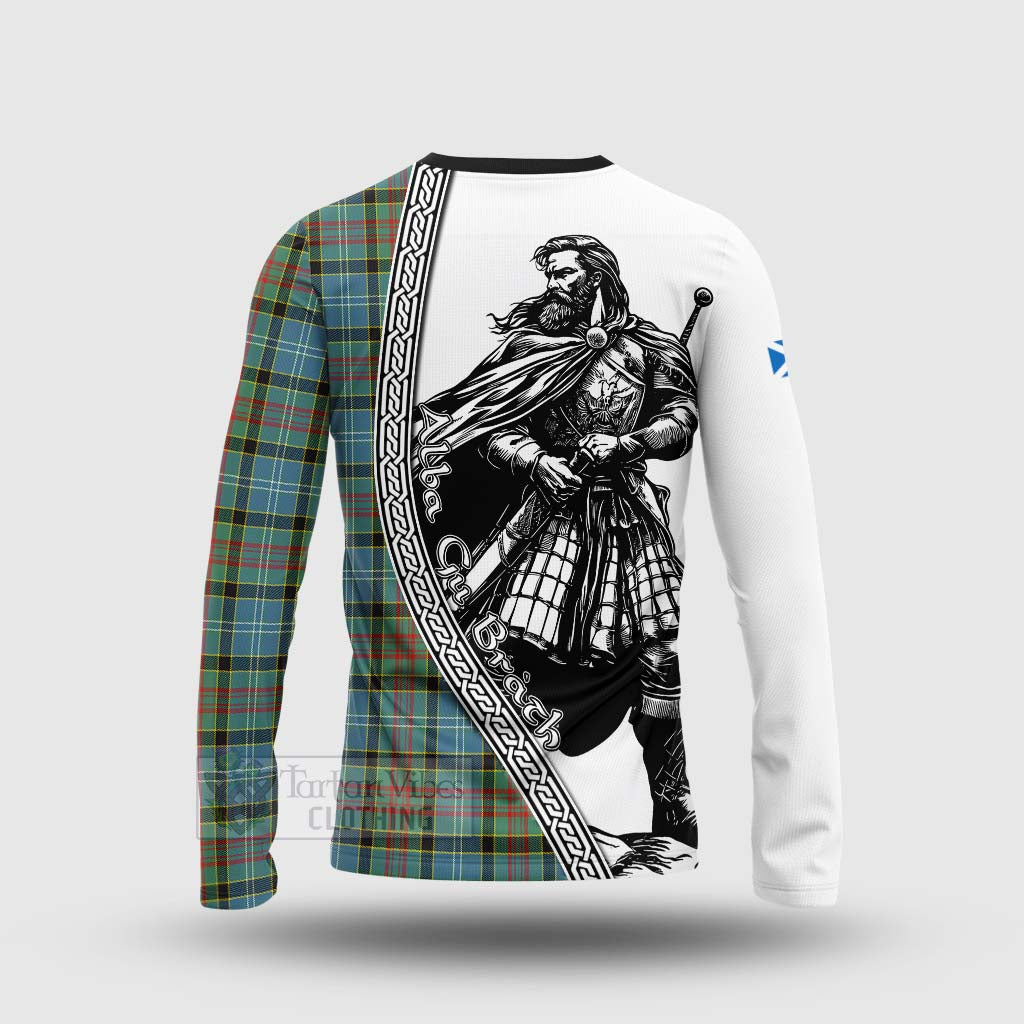 Walkinshaw Tartan Clan Crest Long Sleeve T-Shirt with Highlander Warrior Celtic Style - Tartan Vibes Clothing