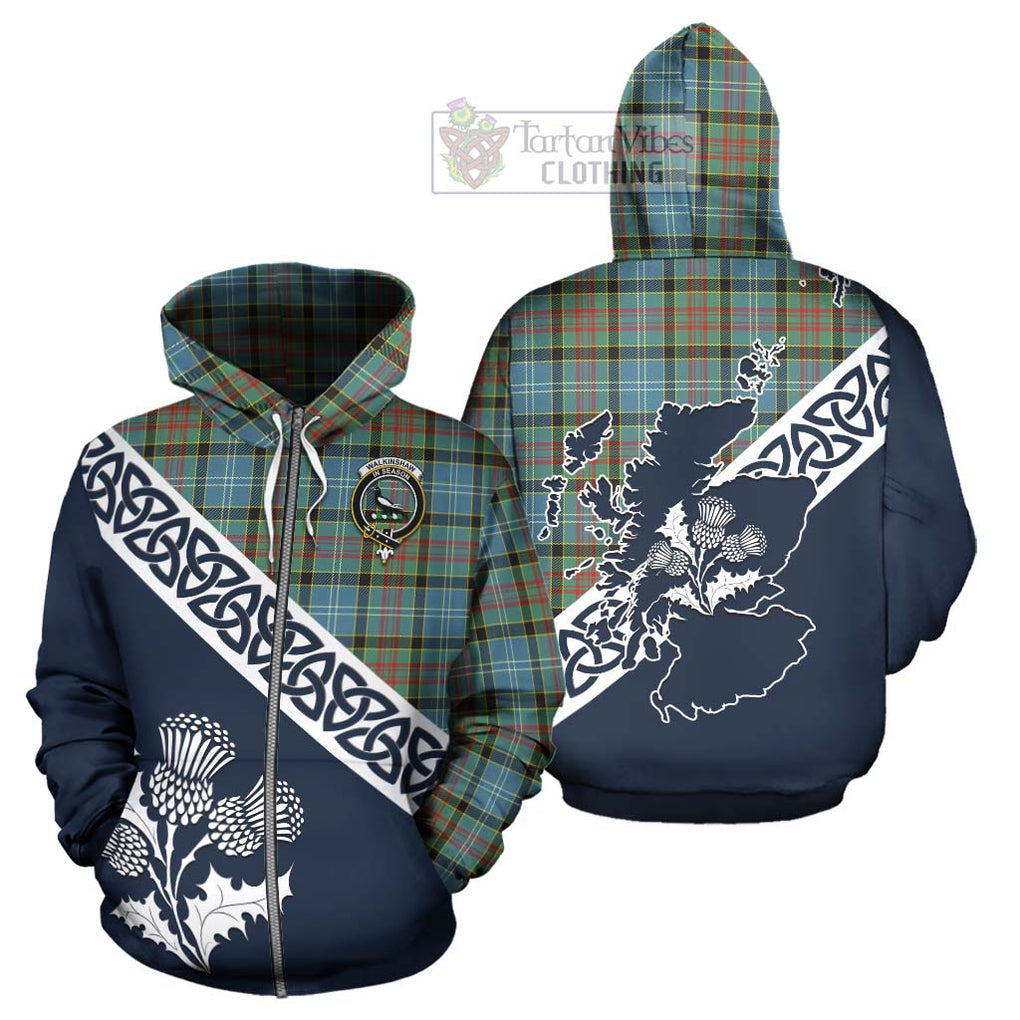 Walkinshaw Tartan Hoodie Featuring Thistle and Scotland Map - Tartan Vibes Clothing