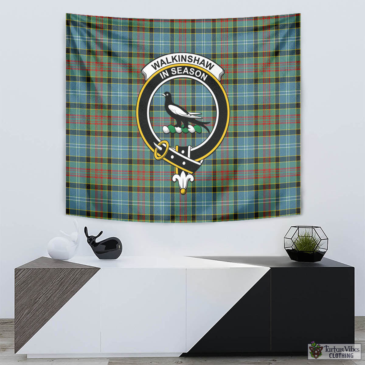 Tartan Vibes Clothing Walkinshaw Tartan Tapestry Wall Hanging and Home Decor for Room with Family Crest