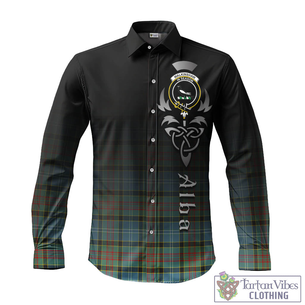 Walkinshaw Tartan Long Sleeve Button Up Featuring Alba Gu Brath Family Crest Celtic Inspired - Tartan Vibes Clothing