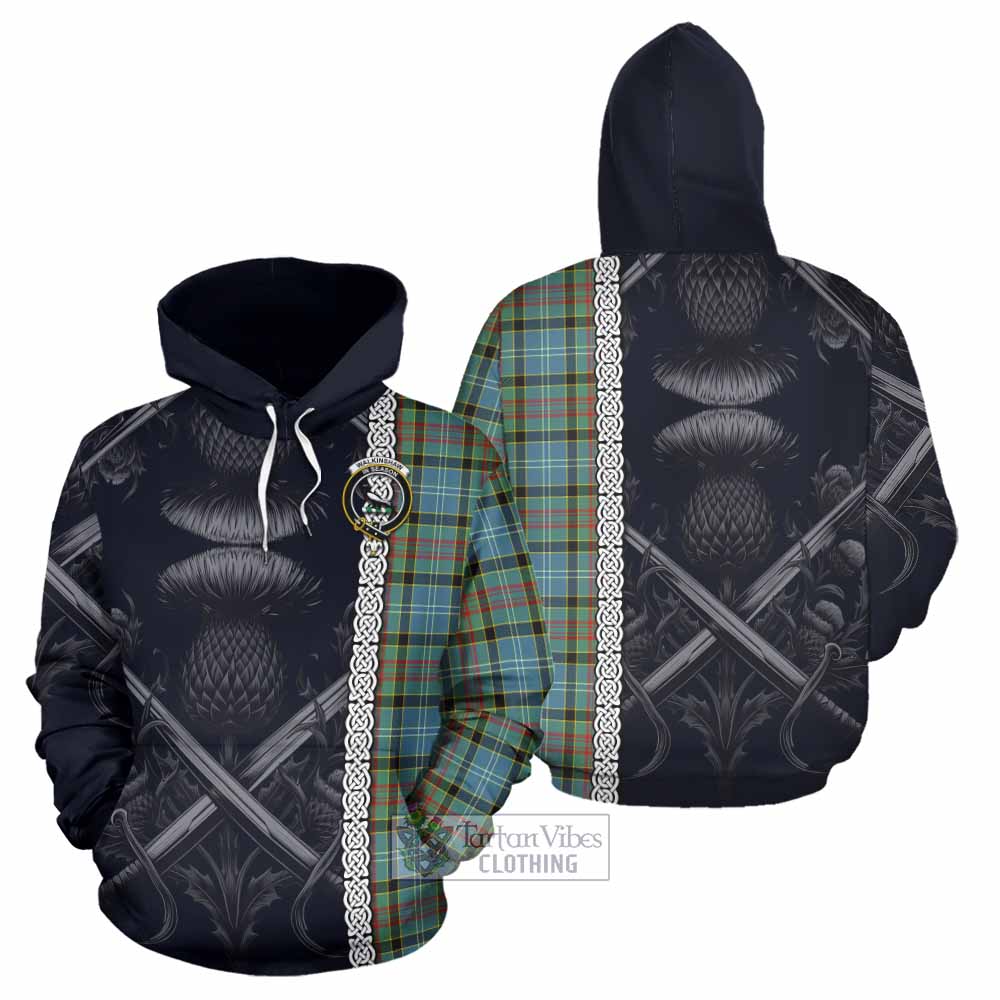 Walkinshaw Tartan Hoodie with Family Crest Cross Sword Thistle Celtic Vibes - Tartan Vibes Clothing