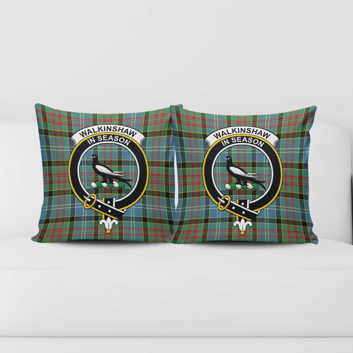Walkinshaw Tartan Pillow Cover with Family Crest - Tartan Vibes Clothing