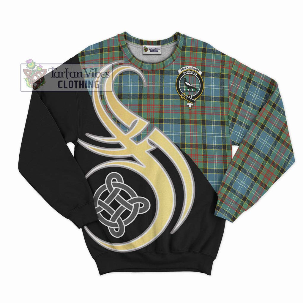 Walkinshaw Tartan Sweatshirt with Family Crest and Celtic Symbol Style - Tartan Vibes Clothing