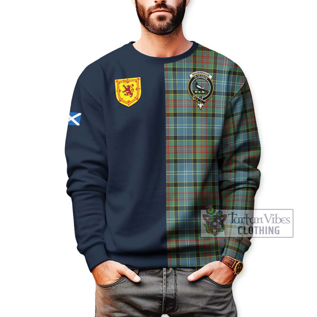Walkinshaw Tartan Sweatshirt Alba with Scottish Lion Royal Arm Half Style - Tartan Vibes Clothing