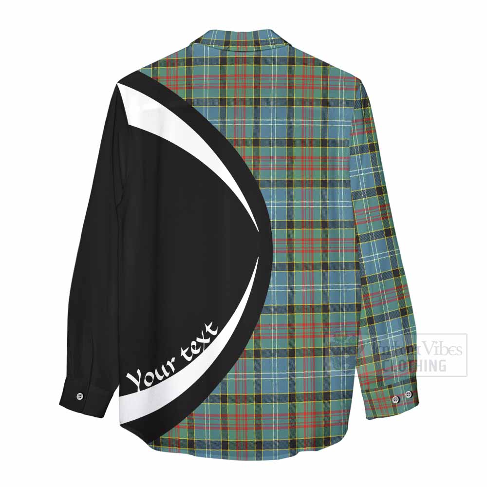 Walkinshaw Tartan Women's Casual Shirt with Family Crest Circle Style - Tartan Vibes Clothing