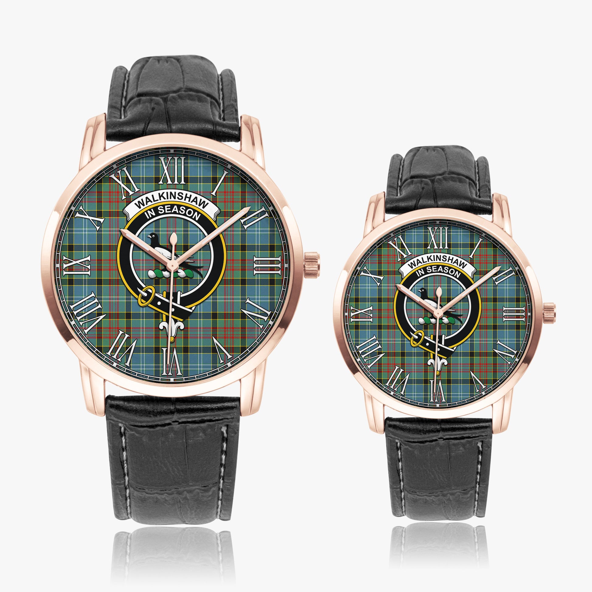 Walkinshaw Tartan Family Crest Leather Strap Quartz Watch - Tartan Vibes Clothing