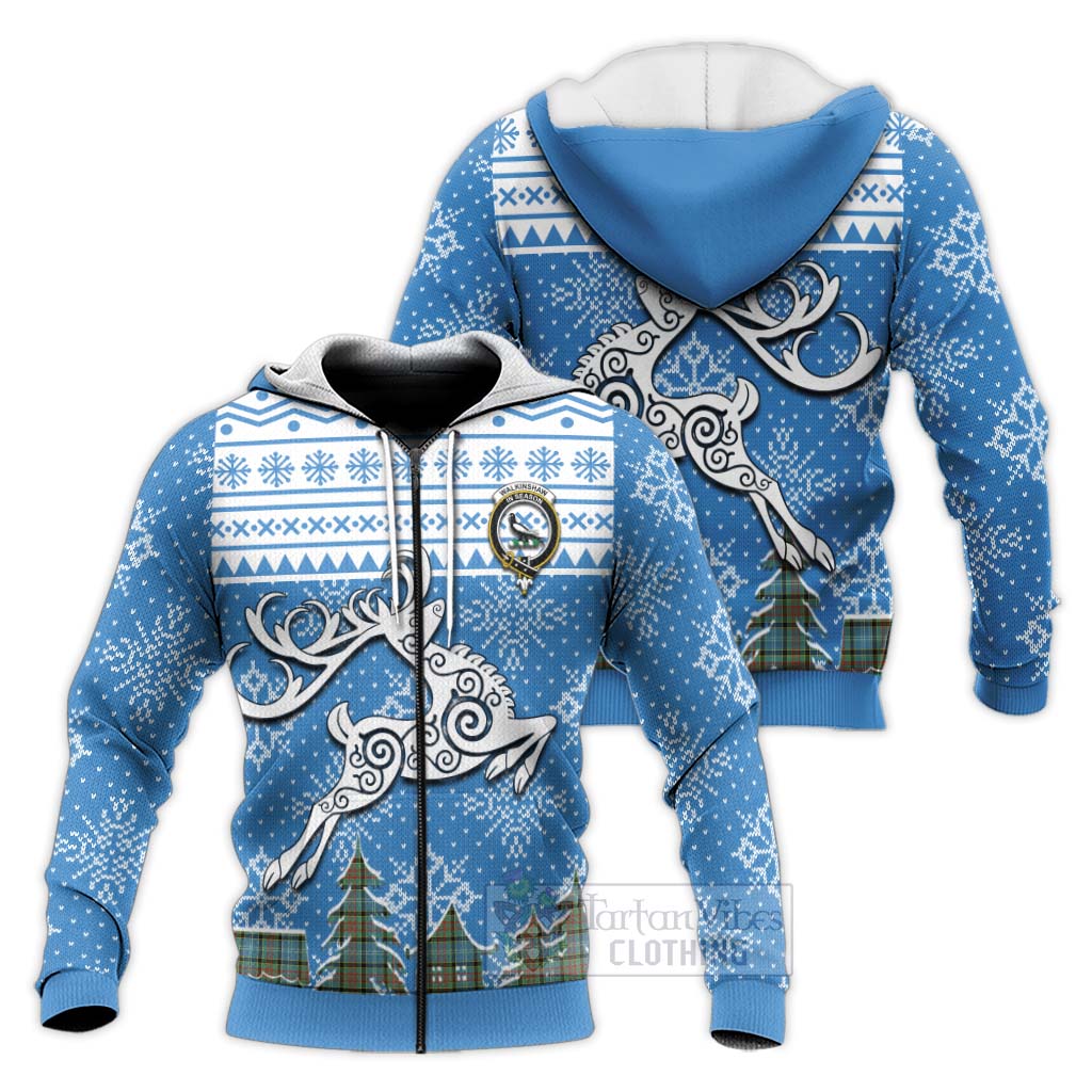 Walkinshaw Clan Christmas Knitted Hoodie Celtic Reindeer Style Unisex - Tartan Vibes Clothing