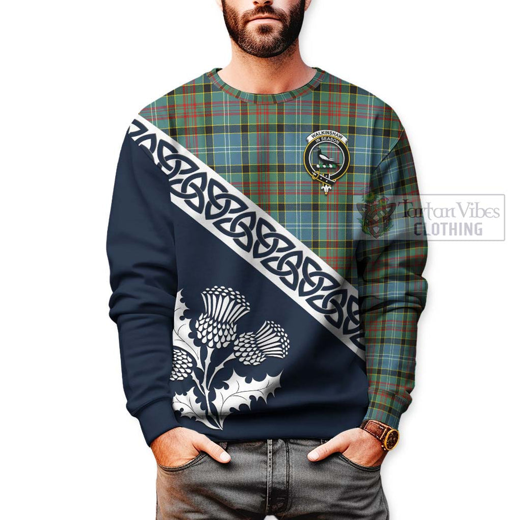 Walkinshaw Tartan Sweatshirt Featuring Thistle and Scotland Map - Tartan Vibes Clothing