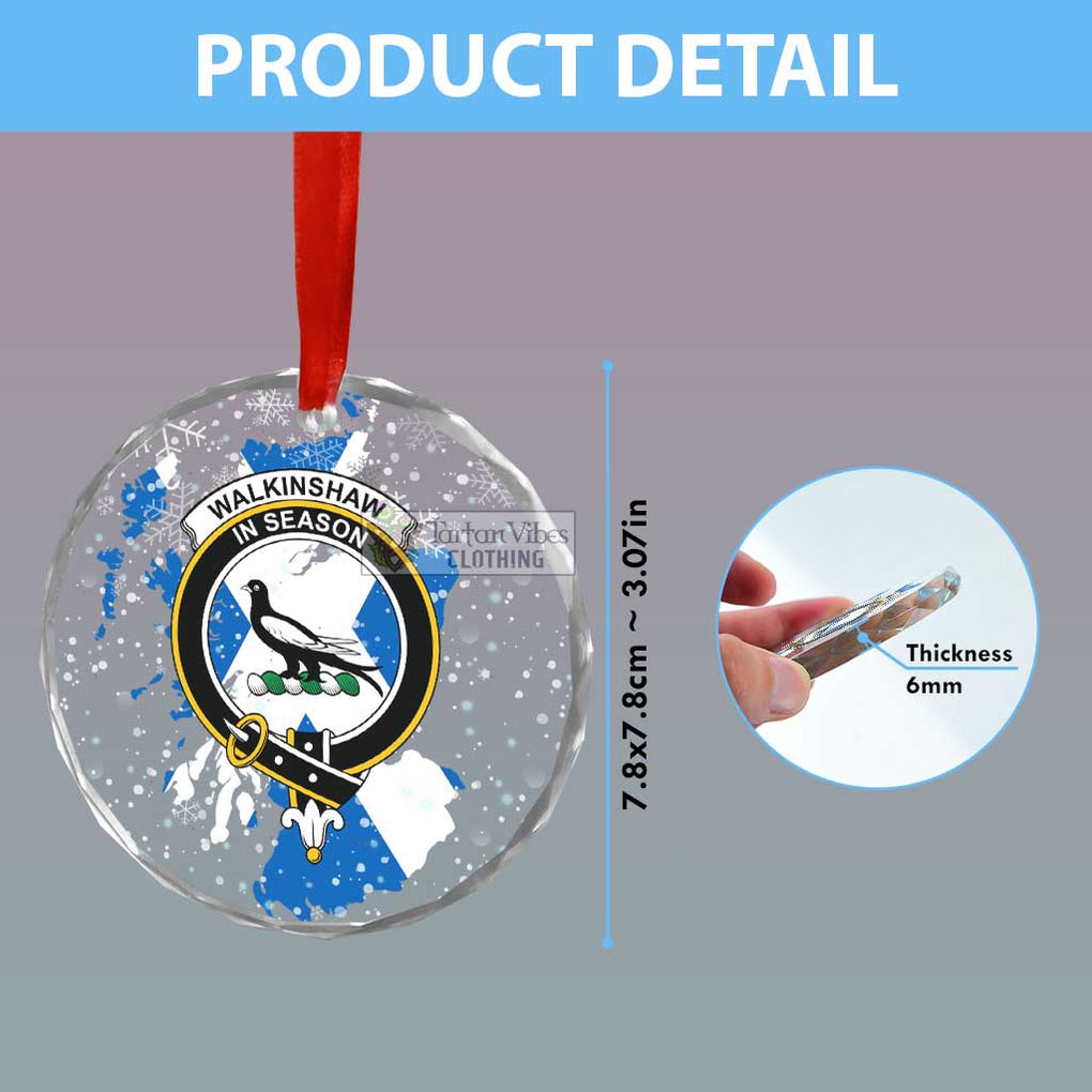 Walkinshaw Clan Crest Christmas Glass Ornament with Scotland Map - 2D-tartanvibesclothing